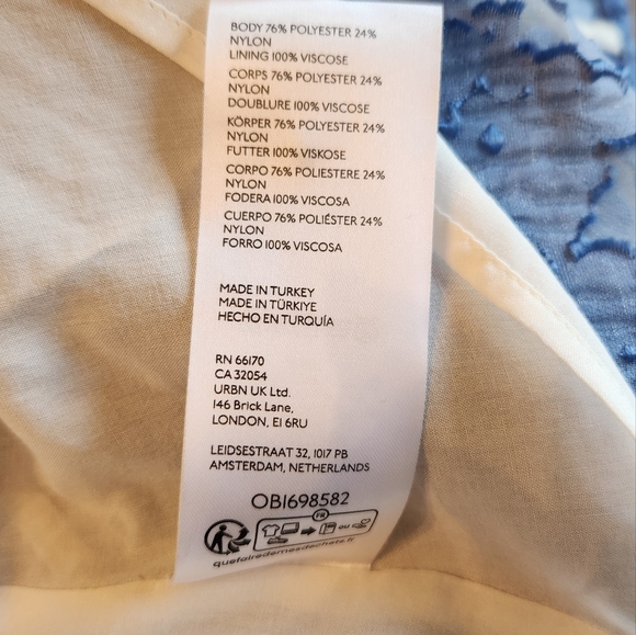 Maeve By Anthropologie Tiered Jacquard Lace Dress Puff Sleeve Blue Size Small - Picture 9 of 9